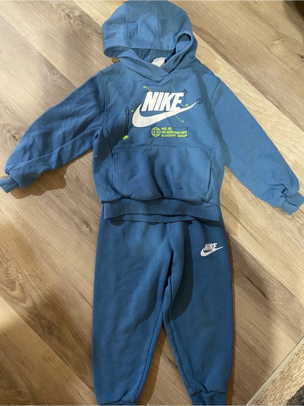 Nike Kids Blue Hooded Sweatshirt and Joggers Set with White Logos